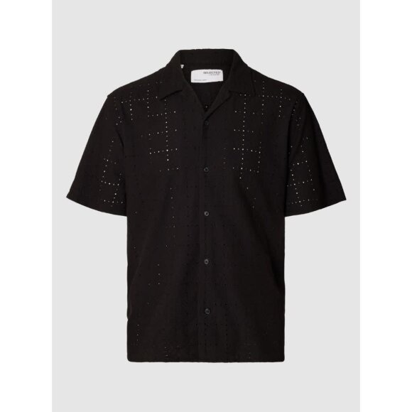 Selected Homme Relax Jax Shirt SS Broderie Black 