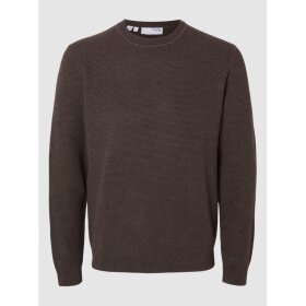 Selected Homme Ross Knit Crew Neck Chocolate Torte