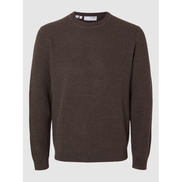 Selected Homme Ross Knit Crew Neck Chocolate Torte