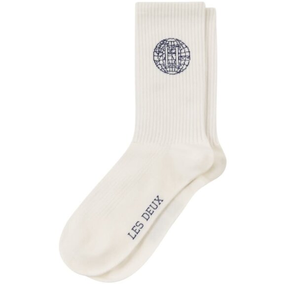 Les Deux Globe Rib 2-pack Socks White/Blueprint