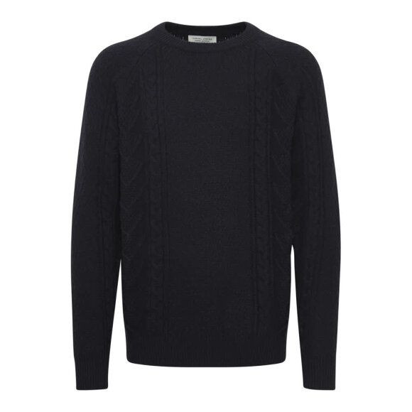 Casual Friday Kristian Crew Neck Cable Knit Dark Navy