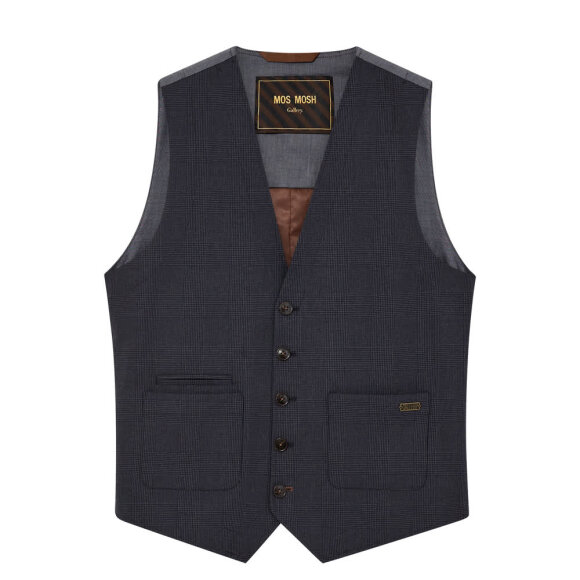 Mos Mosh Gallery Melvin Moon Waistcoat Navy Check