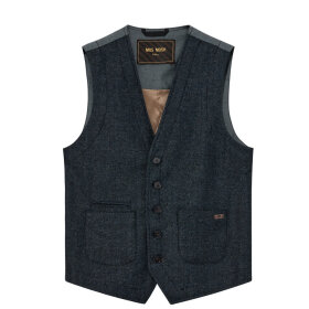 Mos Moah Gallery Mason Herringbone Waistcoat Indigo Blue