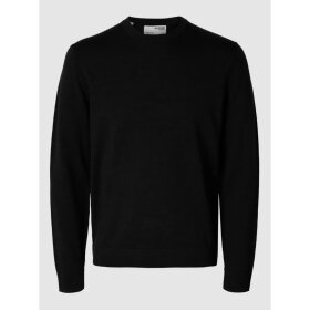 selected homme Tray LS Knit Merino Crew Neck black