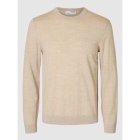 Selected Homme Tray LS Knit Merino Crew Neck Oatmeal