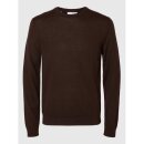 Selected Homme Tray LS Knit Merino Crew Neck Chocolate torte