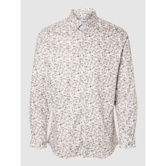 Selected Homme Ethan Slim Shirt LS Classic Bright White/Leaves 