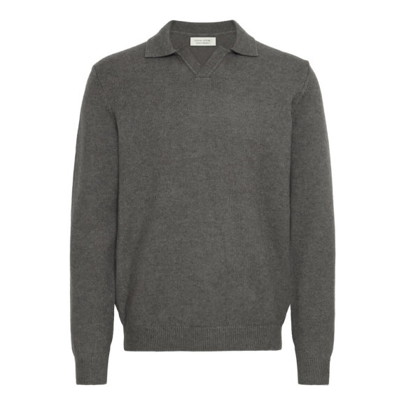 Casual Friday karl lambswool polo knit Pewter Mix 