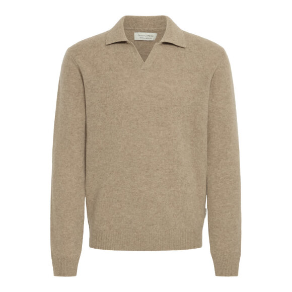 Casual Friday karl lambswool polo knit Silver Mink Mel 