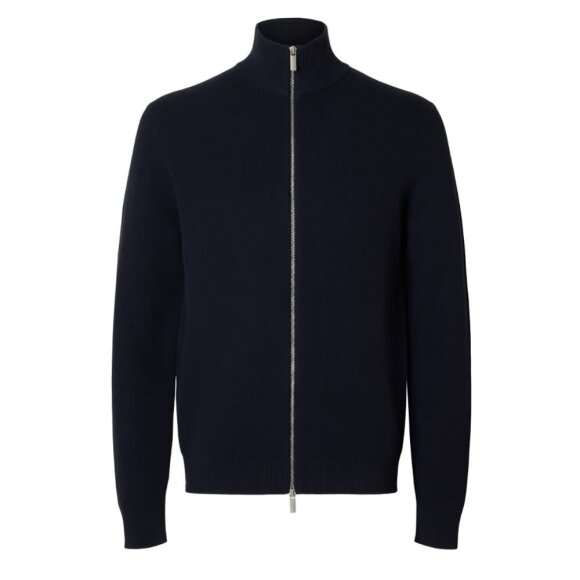 Selected Homme Dane Knit Structure Half Zip Navy