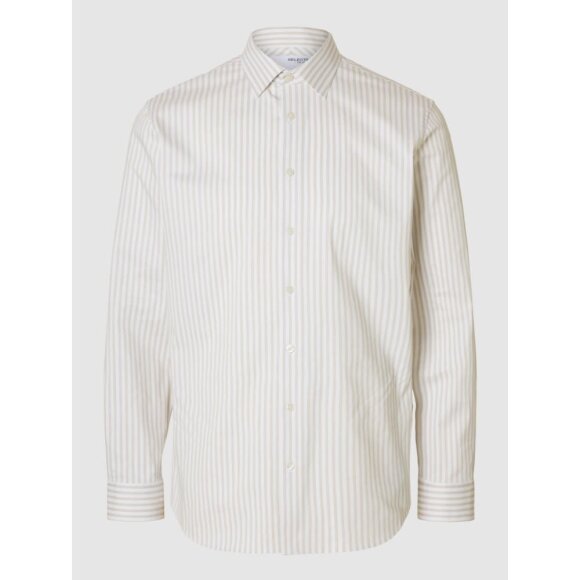 Selected Homme Slim Performance shirt LS Sand/stripe