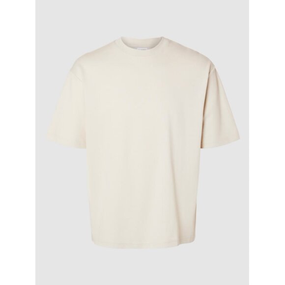 Selected Homme Loose Oscar SS O-Neck Tee Oatmeal