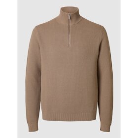 Selected Homme Dane Knit Structure Half Zip Greige 