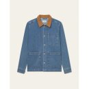 Les Deux Layton Washed Denim Overshirt Light Blue Denim