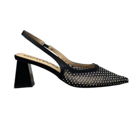 Bianco Maralyn Slingback Rhinestone Mesh Black